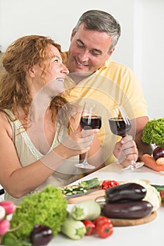 Mature couple in the kitchen