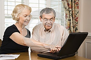 Mature couple with laptop.