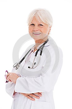 Mature female doctor smiling photo
