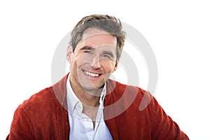 Mature handsome man blue eyes smiling portrait