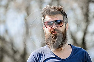 Mature hipster with beard. Bearded man outdoor. Beard care and barbershop. male fashion and beauty. brutal male with