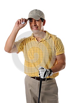 Mature Hispanic golfer