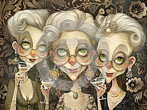 Mature ladies with cocktails