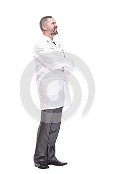 Mature male doctor. isolated on a white background.