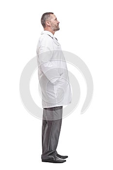 Mature male doctor. isolated on a white background.