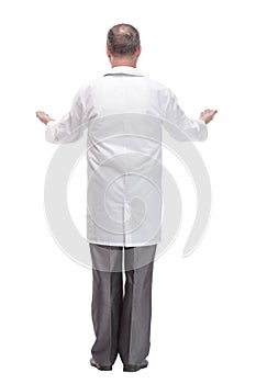 Mature male doctor. isolated on a white background.