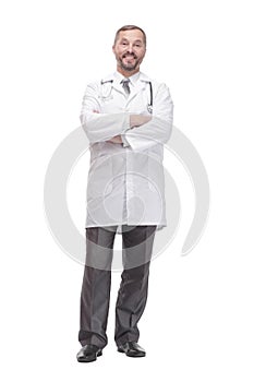 Mature male doctor. isolated on a white background.