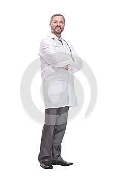 Mature male doctor. isolated on a white background.