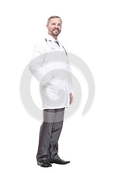 Mature male doctor. isolated on a white background.