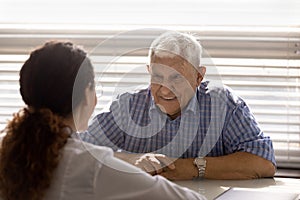 Mature male patient feel satisfied getting good medical service