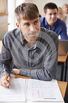 Mature Male Student Attending Adult Education Class