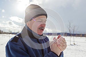 Mature man doing sport