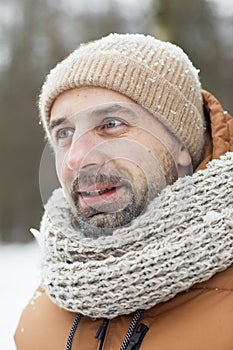 Mature Man Enjoying Winter Outdoors