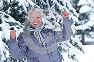 Mature man in good mood