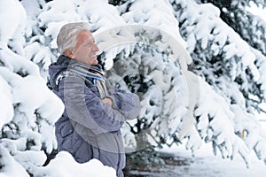 Mature man in good mood