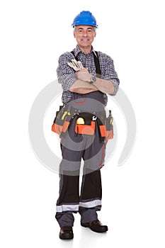 Mature man holding wrench