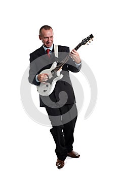 Mature man playing guitar