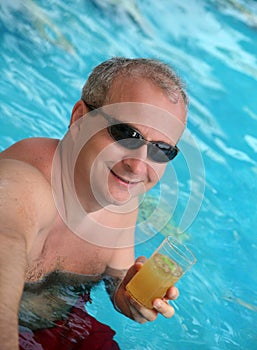 Mature man in the pool