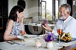 Mature man proposing to a woman