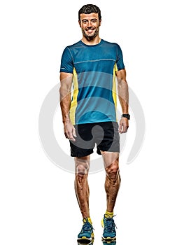 Mature man running runner jogging jogger isolated white background