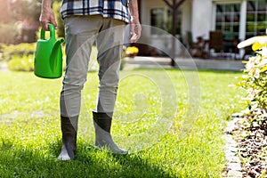 Mature man working in the garden