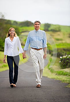 Mature middle age couple in love walking