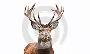 Mature Red Deer Stag isolated on white