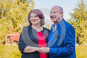 Mature senior couple at park