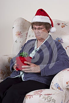 Mature Senior Woman Mad Angry Christmas Present