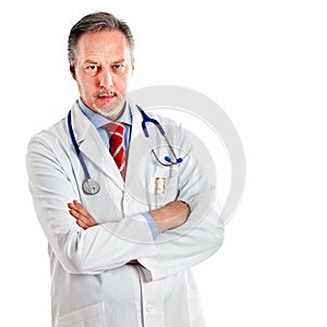 Mature serious doctor