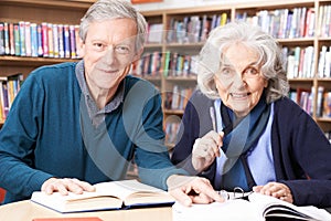 Mature Student Working With Teacher In Library