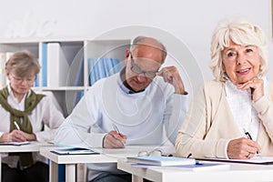Mature students writing an exam