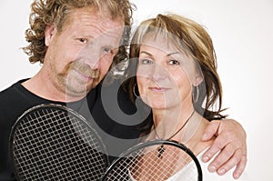 Mature tennis couple