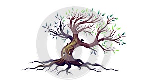Mature Tree with Exposed Root System Vector, vector design Generative AI