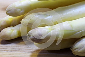 Mature white asparagus tips for sale from greengrocers in spring