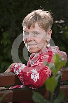 Mature woman on the bench