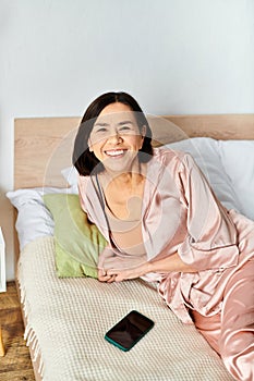 A mature woman in cozy homewear