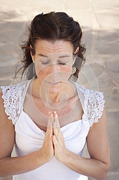 Mature woman doing yoga