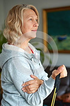 Mature Woman Exercise At Home