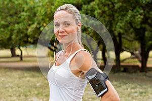 Mature woman jogging