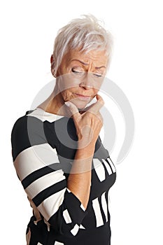 Mature woman looking troubled