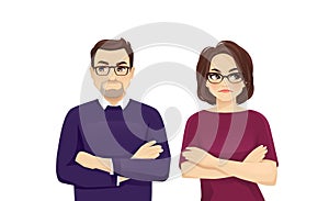 Mature woman and man angry emotion