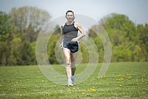 Mature woman running