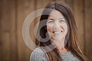 Mature woman smiling outside