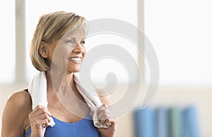 Mature Woman With Towel Around Neck
