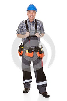 Mature Worker Man With Toolbelt