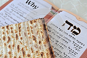 Matza with Haggadah for Jewish Holiday Passover