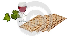 Matzah and goblet with red wine