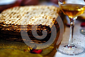 Matzah and wine Passover Seder meal