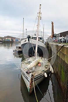 Maud Raby And Other Boats Moored In Glasson Dock, Lancaster